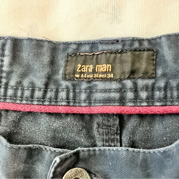 Zara Man Navy Blue Straight-Leg Chino Pants – Classic Fit, Size 34 - Picture 3 of 9